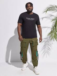 EASEVO Men Flap Pocket Buckle Detail Cargo Trousers - Army Green - View 3