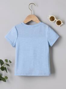 SHEIN Explorewe Toddler Boys Dinosaur Print Colourblock Tee - Multicolor - View 2