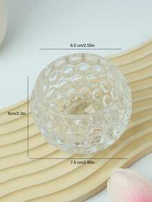 1pc Glass Candle Holder, Modern Clear Textured Detail Candle Holder For Home - Clear - View 2