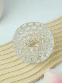 1pc Glass Candle Holder, Modern Clear Textured Detail Candle Holder For Home - Clear - View 7