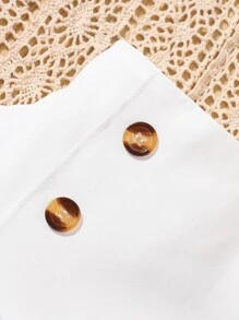 Girls Button Detail Flared Skirt - White - View 4