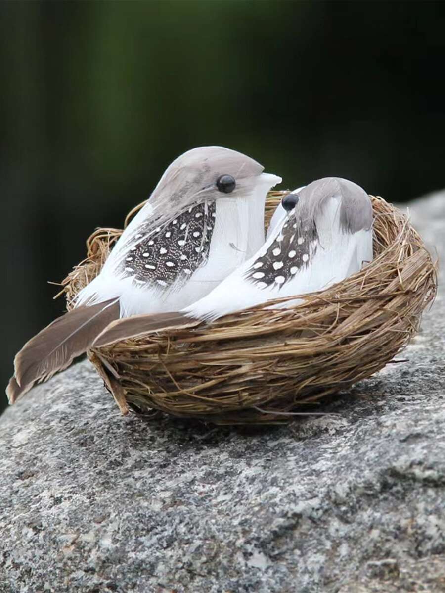 1入組塑料花園雕像現代鳥巢設計戶外花園裝飾品 - 彩色 - 查看 1