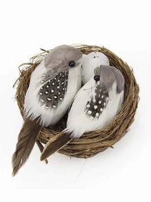 1入組塑料花園雕像現代鳥巢設計戶外花園裝飾品 - 彩色 - 查看 2