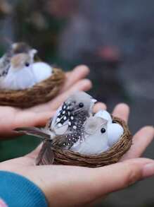 1入組塑料花園雕像現代鳥巢設計戶外花園裝飾品 - 彩色 - 查看 6