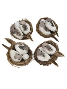 1入組塑料花園雕像現代鳥巢設計戶外花園裝飾品 - 彩色 - 查看 8