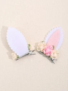 2 stks Peuter Meisjes Bloem Decor Haar Clip