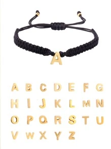 Pulsera trenzada con diseño de letra - Multicolor - Ver 1