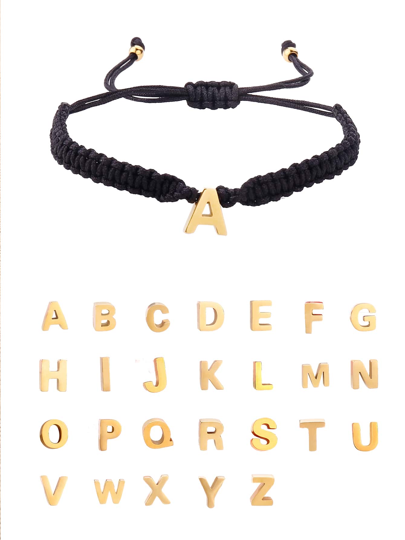 Pulsera trenzada con diseño de letra - Multicolor - Ver 1