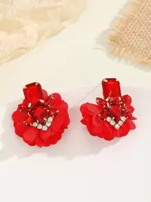 Pendientes de tachuela con diamante de imitación & con diseño de pétalo