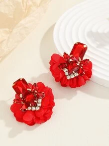 Pendientes de tachuela con diamante de imitación & con diseño de pétalo