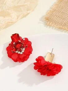 Pendientes de tachuela con diamante de imitación & con diseño de pétalo