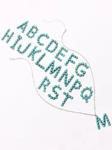 綠松石色字母墜飾項鍊