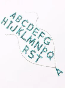 綠松石色字母墜飾項鍊