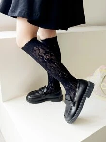 2 đôi tất cho bé gái tập đi họa tiết hình học rỗng thời trang trên bắp chân cho cuộc sống hàng ngày - Nhiều màu - Xem 2