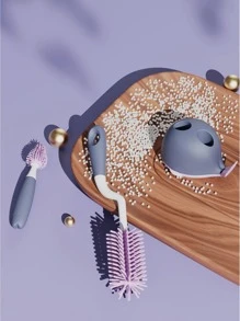 3 piezas Bebé con dibujos animados con diseño de ballena Bebé Cepillo de limpieza de botellas & Estante de almacenaje Set - Multicolor - Ver 6