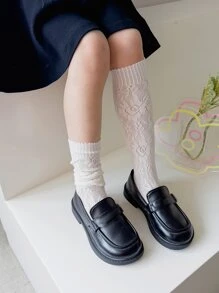 2 đôi tất cho bé gái tập đi họa tiết hình học rỗng thời trang trên bắp chân cho cuộc sống hàng ngày - Nhiều màu - Xem 3