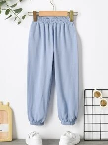 SHEIN Toddler Boys Knot Front Carrot Trousers - Baby Blue - View 2