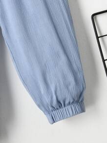 SHEIN Toddler Boys Knot Front Carrot Trousers - Baby Blue - View 3