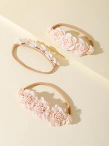 3pcs Baby Flower Decor Hair Band - Beige - View 3
