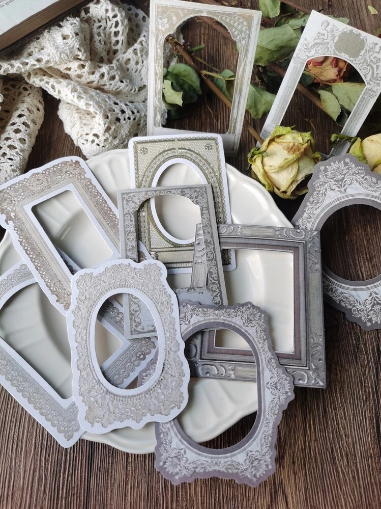 10 piezas/1 paquete con abertura Marco para fotos clasificado vintage múltiples fines para Decoración - Multicolor - Añade 2