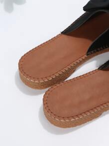 女士蝴蝶結裝飾時尚夏天平底涼鞋