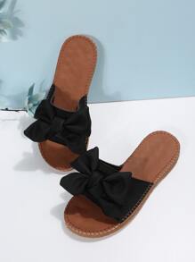 女士蝴蝶結裝飾時尚夏天平底涼鞋