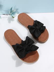 女士蝴蝶結裝飾時尚夏天平底涼鞋