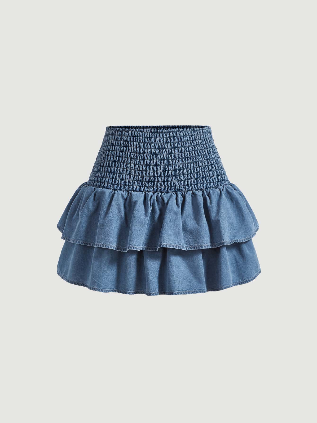 SHEIN MOD Ruffle Hem Denim Skirt - Dark Wash - View 1