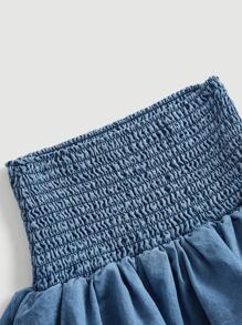 SHEIN MOD Ruffle Hem Denim Skirt - Dark Wash - View 3