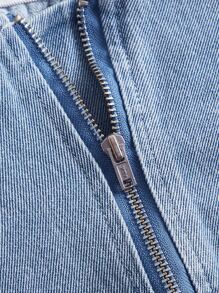 SHEIN MOD Solid Denim Tube Top - Light Wash - View 3