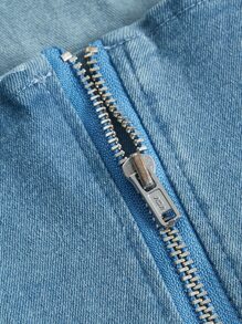 SHEIN MOD 手帕下擺牛仔抹胸上衣 - 淺色水洗藍 - 查看 3