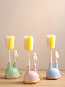 3 piezas Bebé con dibujos animados con diseño de ballena Bebé Cepillo de limpieza de botellas & Estante de almacenaje Set - Multicolor - Ver 2