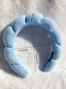 1pc Blue Bath Headband, Simple Fabric Facial Makeup Headband For Bathroom - Blue - View 2