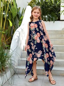 SHEIN Đầm Gái Bất đối xứng Hoa Boho - Nhiều màu - Xem 3