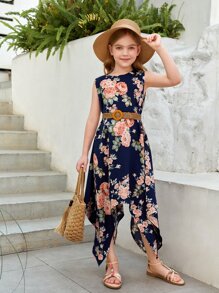 SHEIN Đầm Gái Bất đối xứng Hoa Boho - Nhiều màu - Xem 4