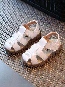 男孩鏤空羅馬度假夏天平底涼鞋 - 白色 - 查看 1