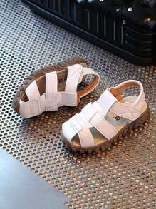 男孩鏤空羅馬度假夏天平底涼鞋 - 白色 - 查看 2