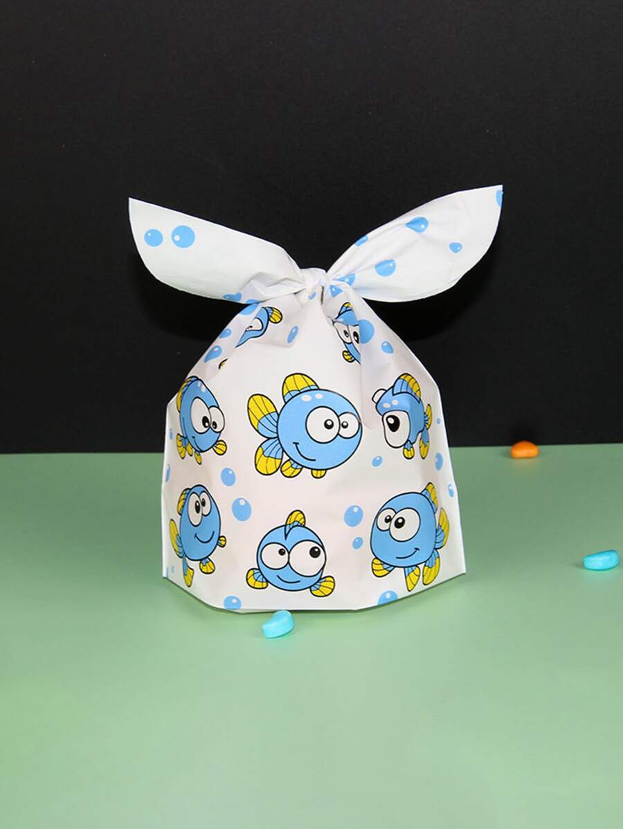 50pcs EVA Gift Bag, Cute Cartoon Fish Pattern Gift Bag For Home, Party - Blue - View 1