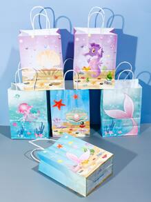 6入組海洋生物印花禮品袋 - 彩色 - 查看 3
