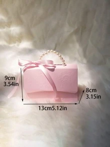 Hộp quà giấy trang trí tay cầm ngọc trai giả 2 chiếc, hộp đóng gói quà màu hồng tinh tế cho quà tặng ngày lễ tình nhân cưới - Hồng - Xem 6