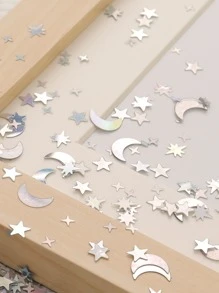 WHICHLIFE 2000pcs Paper Throwing Confetti, Modern Star & Moon Shaped Throwing Confetti For Home, Party,Christmas - Silver - View 2