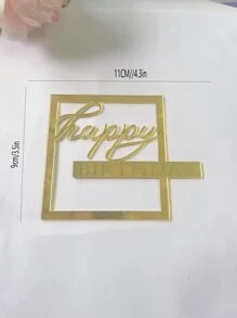 1/3/6件生日快乐亚克力蛋糕装饰，适合生日派对 - 金色 - 查看 2