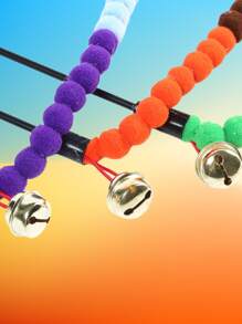 1pc Pom Pom Decor Random Cat Teaser Stick For Dog And Cat For Play - Multicolor - View 3