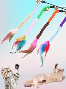 1pc Pom Pom Decor Random Cat Teaser Stick For Dog And Cat For Play - Multicolor - View 4