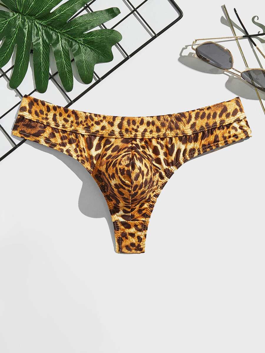 Men Leopard Print Thong Sexy Underwear - Multicolor - View 1