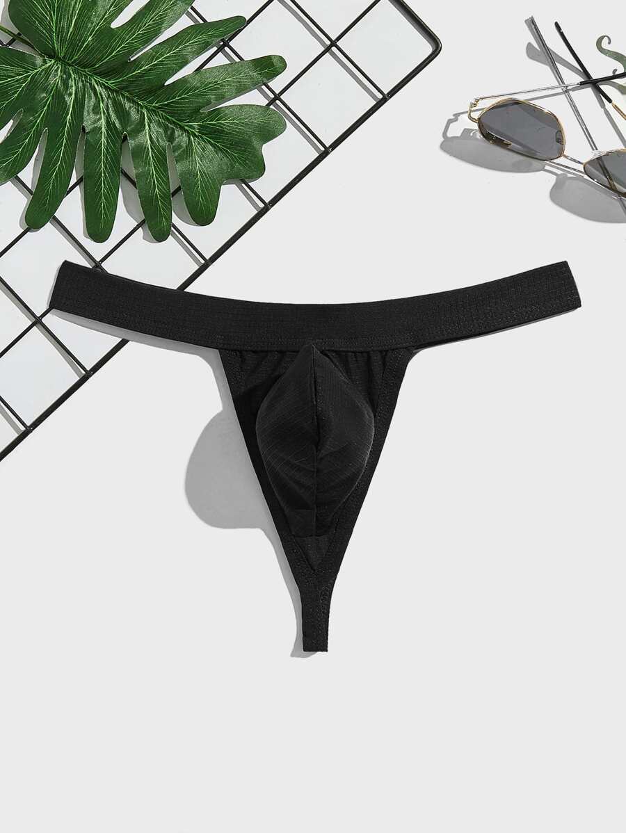 Hombres Tanga unicolor - Negro - Ver 1