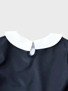 Tween Girl Gothic Style Black Party Dress Church Dress - Black - View 3