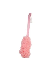 1pc Long Handle Bath Foaming Brush, PE Pink Bath Foaming Brush For Bathroom - Pink - View 1