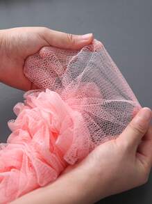 1pc Long Handle Bath Foaming Brush, PE Pink Bath Foaming Brush For Bathroom - Pink - View 6