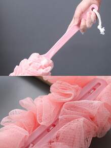 1pc Long Handle Bath Foaming Brush, PE Pink Bath Foaming Brush For Bathroom - Pink - View 7